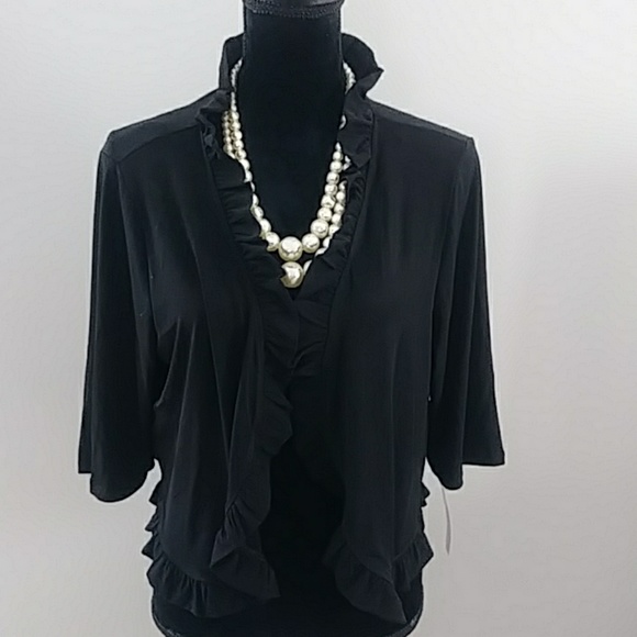 NWT GLAMOUR BLACK RUFFLE BOLERO JACKET SIZE 1X - Picture 1 of 8